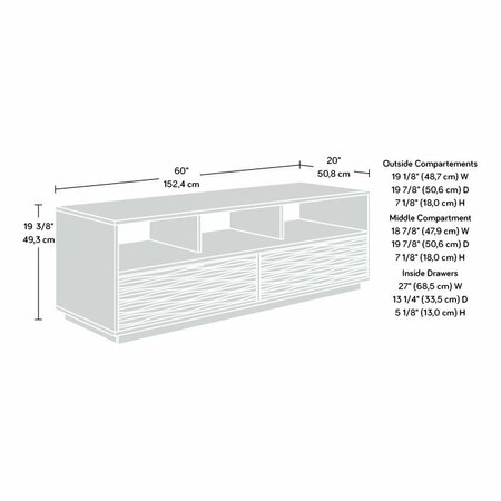 Sauder Morgan Main 60 in. Credenza Wh , Accommodates up to a 65 in. TV weighing 70 lbs 428259